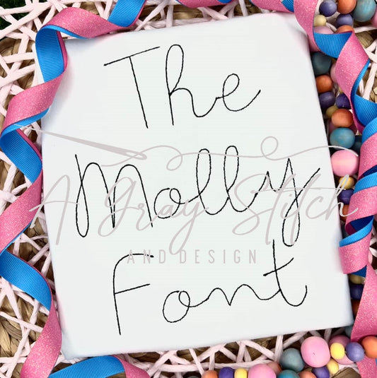 Molly Vintage Bean Stitch Embroidery Font Machine Embroidery Quick Stitch Quirky Hand written Cursive BX included